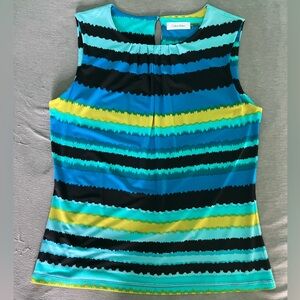 Calvin Klein Women's Vibrant Striped Sleeveless Blouse